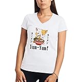 Photo Gallery kawaii neko ramen lover japanese noodle anime camicia donna con scollo a v bianco size s Photo Gallery kawaii neko ramen lover japanese noodle anime camicia donna con scollo a v bianco size s