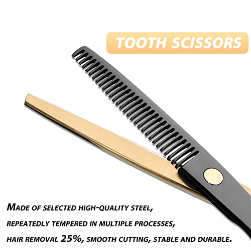 Black Gold Hair Cutting Scissors Professional Stainless Steel Barber Hair Thinning Shears Salon Multifunctional Straight Hair Cutting Shears Teeth Scissors Hair Cutting Scissors Kit For Home Use #TOP5