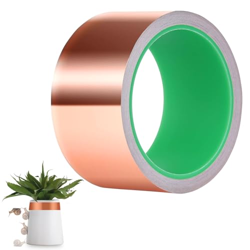 TOFFCAEA Kupferband Gegen Schnecken 5CM x 30m Beidseitig Leitende Kupferfolienband für Hochbeet Pflanzen Kupferband Selbstklebend Kupferfolie Klebeband Schneckenschutz (5CM*30M) (5CM*30M)