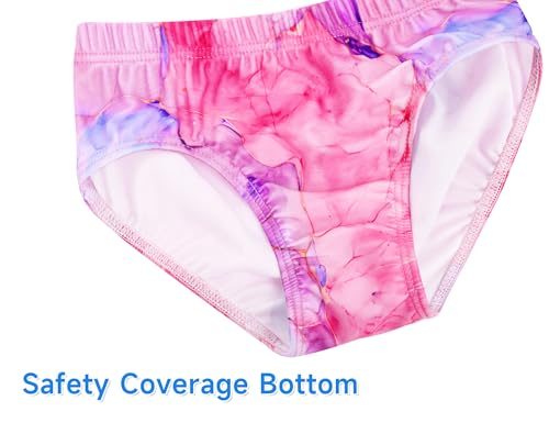 Image of Girls Tankini Swimsuit UPF50+ Ruffle 2 Piece Bathing Suit Full Coverage Kids Swimwear Ages 2-14 Years