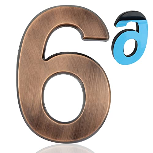 4 Inch Modern House Number, Self Adhesive House Numbers Mailbox Numbers Stickers, Address Number House Number For Outside, Door Numbers For House Apartments Office Hotel Room, Bronze 6 #TOP14