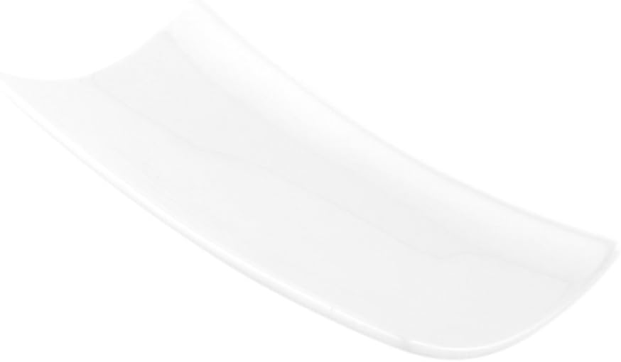 Restaurantware 6.1 Inch x 2.4 Inch Rectangular Serving Plates 10 Rectangle Porcelain Trays - Curved Stain Resistant White Porcelain Long Sushi Plates Chip Resistant For Sushi Or Appetizers