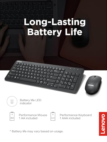 Lenovo 300 Wireless Combo Keyboard and Mouse, 2.4 GHz Nano USB-A Receiver, Batteries Included image 2