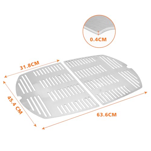 Denmay 7646 Edelstahl Grillroste für Weber Q300, Q320, Q3000, Q3200 Serie, 63,5 x 45,2cm Grillrost Ersatzteile Zubehör 57060001, 586002, 404341 Gasgrills, 2 Stück