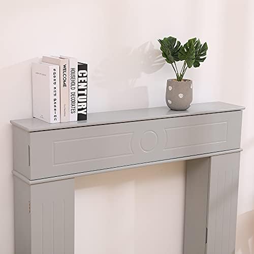 Hi-Well Fireplace Cover Hiden Storage Cabinet,Fire Surround Fireplace Living Room Furniture Fireplace Console Table Modern Style- Grey Painted,107x18x100cm