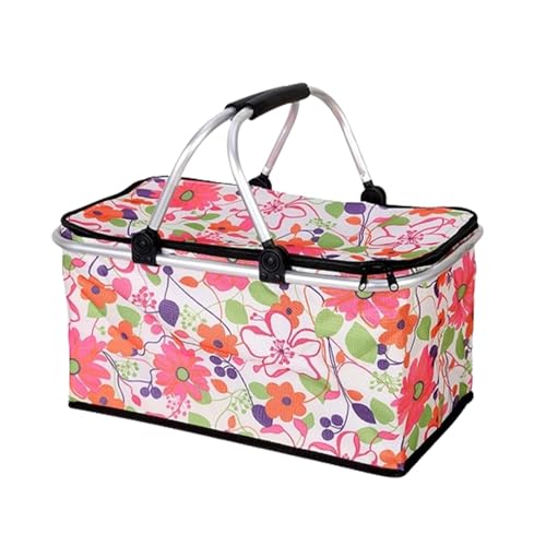 Cesta de picnic grande, cesta de picnic grande, portátil de 30 l, de picnic de tela Oxford con asa, cesta vacía para al aire libre, senderismo, camping, picnic