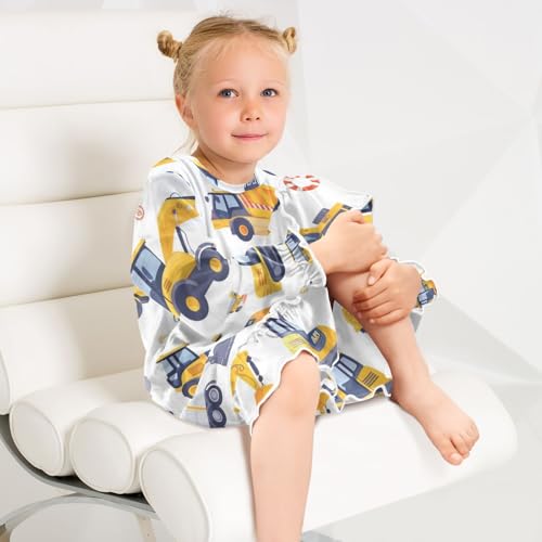 Car Excavator Girls Long Sleeves Dress, Winter Dresses Nightgowns Casual Swing Dress4