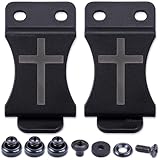 KYDEX Belt Clip for Holsters & Sheaths – (w/Cross Engraving) - (Fits 1.50in Belts) - (Inside-The-Waistband/IWB) - (USA Made) - (w/Mounting Hardware) - (2 Pack)