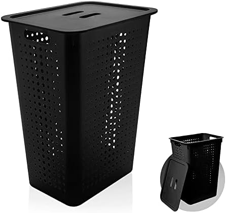 Ou Cesto de Roupas com Tampa 47L Preto