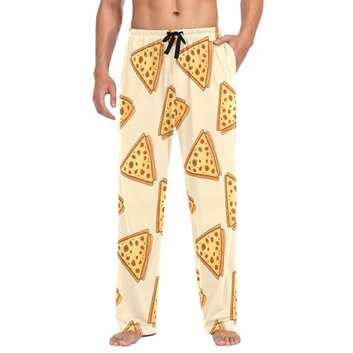 Men's Pajama Bottom Pizza Slice Pattern Cotton Pajama Pants Drawstring Sleepwear Long Pants Pockets2