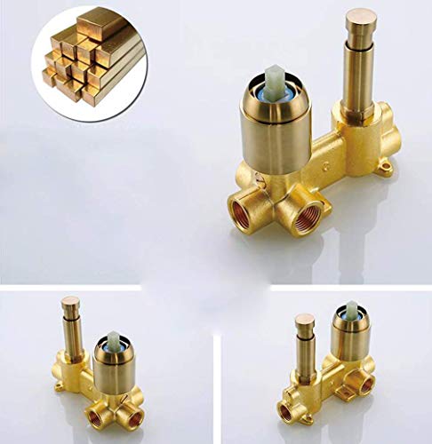 Robinets de baignoire avec valve de mélangeur 2 fonctions or brossé Lopus - 4