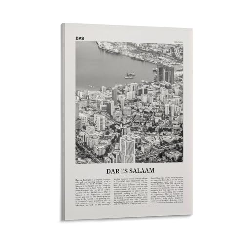 Dar Es Salaam Print Black And White, Dar Es Salaam Wall Art, Dar Es Salaam Poster, Dar Es Salaam Photo, Tanzania, Mzizima, Africa Canvas Wall Art Poster Ready to Hang Framed 12x18inch
