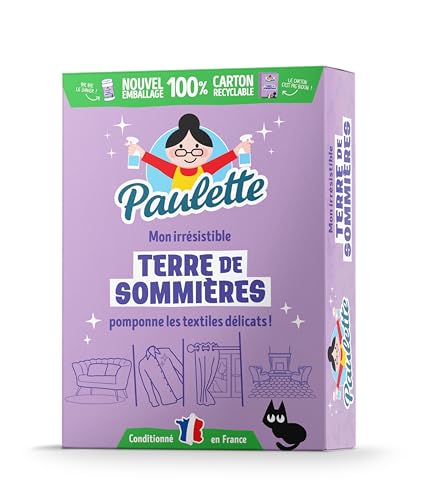 Paulette - Terre de Sommières - Détache les Textiles à Sec, Neutralise les Mauvaises Odeurs, Absorbe les Taches de Gras - 400g