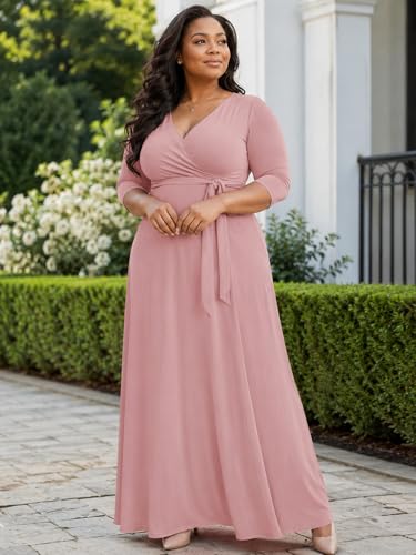 Image of PinkPatty Plus Size Maxi Dress for Women 3 /4 Sleeve Casual Long Dress
