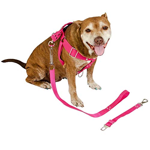 Coleira Peitoral Guia Cinto Segurança Cachorro Doberman Pitbull Anti Puxao - M Rosa