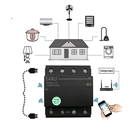 Wifi Circuit Breaker Smart Relay Switch Voice Remote Control By Smart House (Color : Three Phase63A 80A, Size : Ewelink_63A) #TOP4