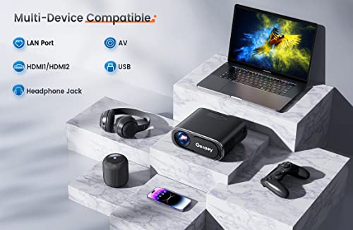 Auto Focus - Projector 5G Wifi Bluetooth With 100'' Screen - Goiaey 480 Ansi 18000L Native 1080P Portable Outdoor Movie Projector 4K Support, Auto 6D Keystone, Video Projector For Ios/Android/Tv/Ps5 #TOP6
