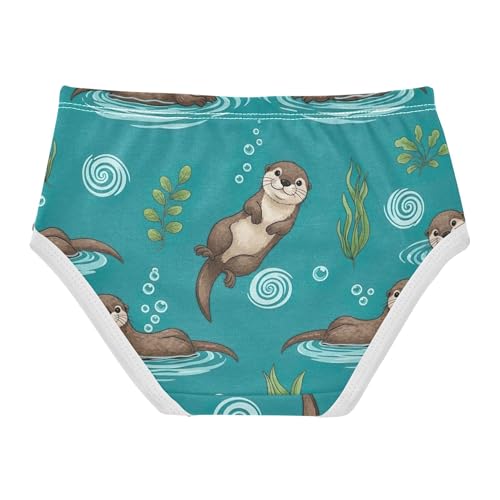 Girls Underwear Toddler 2t Cotton Cute Panties Girl Artistic Kids Briefs Undies Cute Cartoon Otters Water Swirls2