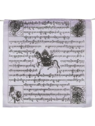 Gebetsfahnen, handgefertigt, Fair Trade, tibetisch-buddhistisch, Baumwolle, Wind-Pferde aus Nepal – 25 Flaggen – über 5 m lang EINWEG