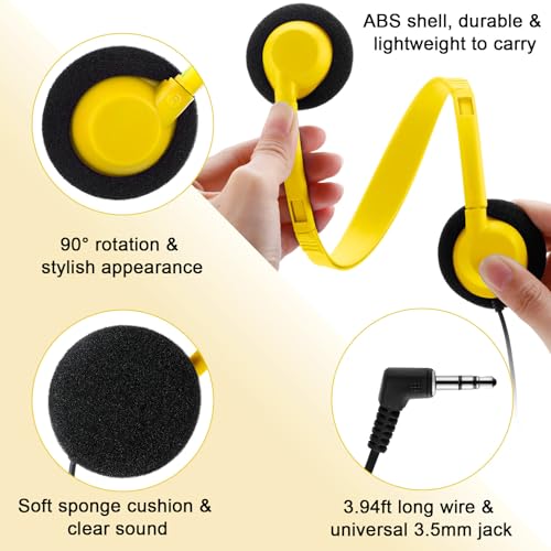 Yunsailing 30 Pack Bulk Headphones Set Over Ear Headphones with Adjustable Headband 3.5mm Plug Headsets Earphones for Learning Program, Computer Lab, Library, Testing & Multimedia Use (Yellow) by Yunsailing - Image 3