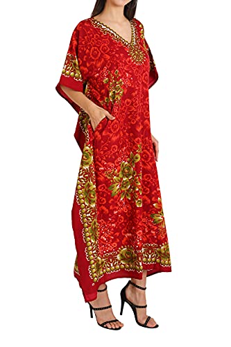 Miss Lavish London Ladies Kaftans Kimono Maxi Style Dresses Suiting Teens To Adult Women In Regular To Plus Size (601-Red, Xx-Large) #TOP6