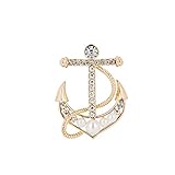 Personality Pearl Crystal Anchor Fashion Brooch Pin Women's Clothing Accessories Jewelry