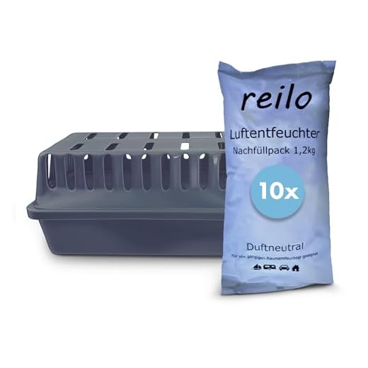 1x XXL Raumentfeuchterbox mit 10x 1,2kg "reilo" Luftentfeuchter- Raumentfeuchter- Granulat Nachfüllpack im Vliesbeutel
