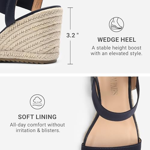 Image of DREAM PAIRS Womens Open Toe Espadrilles Dressy Platform Sandals Slip on Elastic Ankle Strap Wedges Sandals