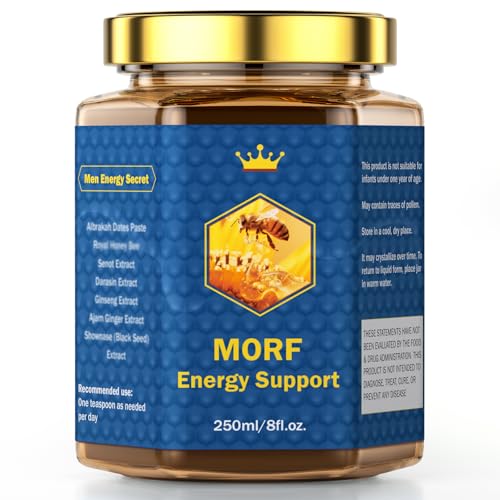 MORF Energy Support Honey, Date Paste, with Pecan Nuts, Ginger Extract, 250ml /8 oz Glass Jar
