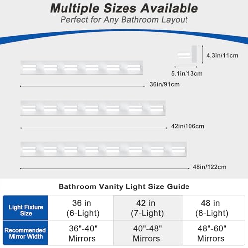 Image of IZORRO LED Modern Bathroom Lights Fixtures(6-Light,Dimmable,360Rotate),Matte White Acrylic Wall Lighting,Vanity Lights for Bathroom Over Mirror - 6000k 36In (No Assembly Required)