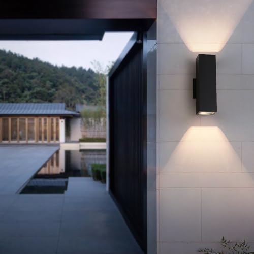 Image of Cerdeco 13 inch Black Square Modern Outdoor Wall Light Exterior Wall Sconce
