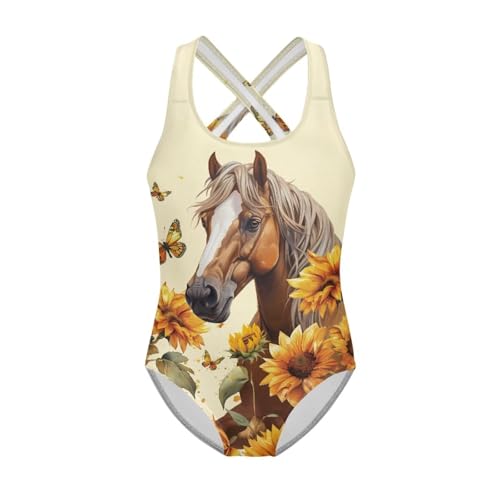 Image of Girls One Piece Cat Swimsuits Quick Dry Cartoon Beach Bathing Suit Crossback Swimwear for Kids 5-14 Years
