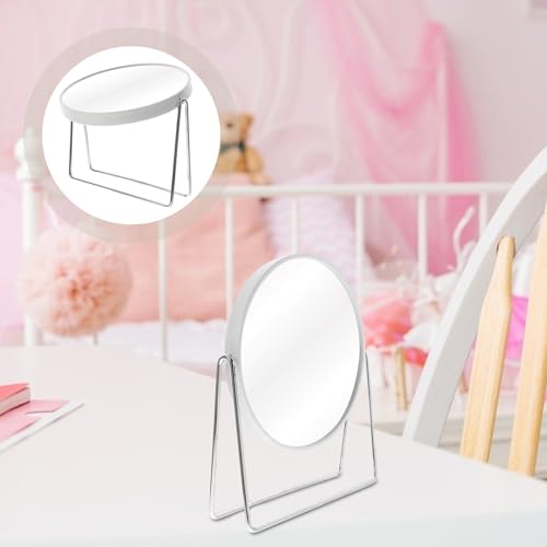 Espejo de maquillaje de mesa doble cara con soporte metálico giratorio miniatura 7