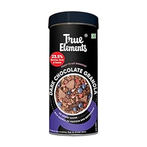 True Elements Crunchy Dark Chocolate Granola 450g – With Berries Nuts and Seeds | Granola for Breakfast | Diet Food…