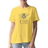Bee Kind Graphic T-Shirt, Women's Cotton Short Sleeve, Maize Yellow (US, Alpha, Medium, Regular, Regular, Maize Yellow)