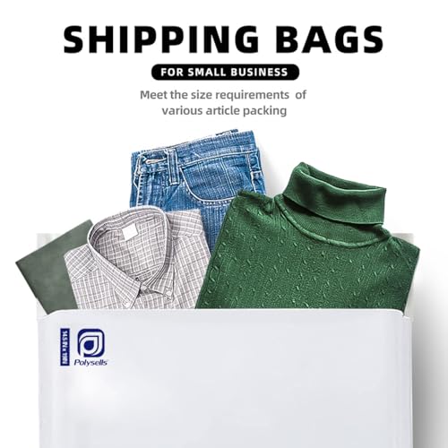 Image of POLYSELLS 14.5x19 White Poly Mailers 50 Pack Self Seal Shipping Bags | Large waterproof tear resistant mailing envelopes for clothing apparel jackets ecommerce sellers and small business supplies