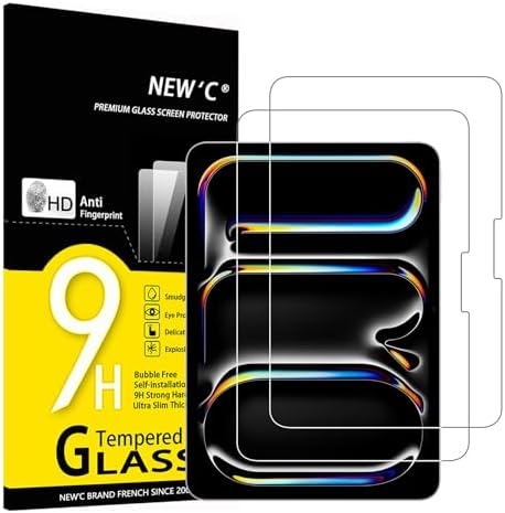 NEW'C Schutzfolie für iPad Pro 11 Zoll (M5) 2025 für Panzerglas | 2 Stück, Transparent, 11 Zoll, Nicht kompatibel: iPad Pro 11 M4 2024, 9H Härte, Kratzfest, Blasenfrei, Oleophob, H