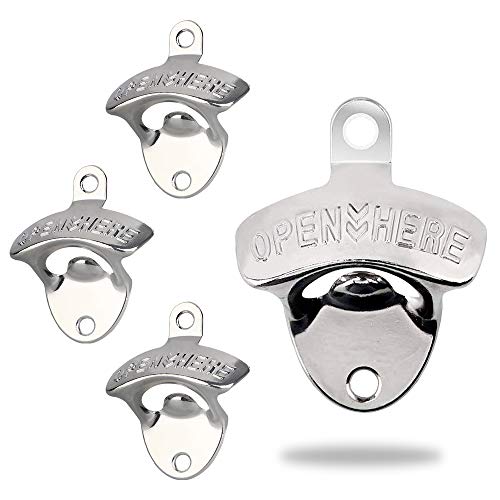 Comparison: Best Vintage Metal Bottle Opener 8 4 Pcs Bottle Opener Wall Mounted, Antique Metal Beer Bottle Top Openers Hardware With Mount Screws Set, Outdoor, Rustic, Cabinet, Vintage Bar (Silver)