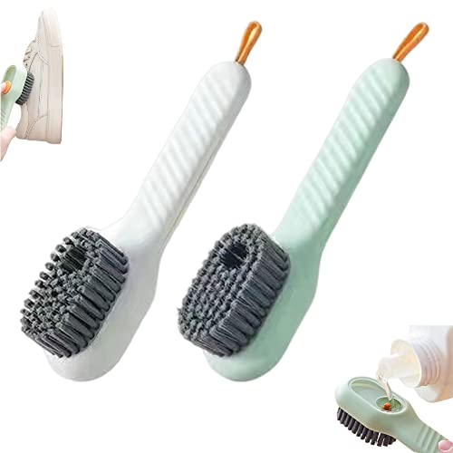 Amycute 2 Stück Haushaltsbürste mit weichen Borsten,Multifunktionale Schuhbürste mit Flüssigkeit Box,Haushalts-Reinigungsbürste mit weichen Borsten und Seifenspender Cover