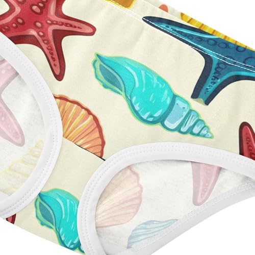 Cotton Toddlers Underwear Floral Seashells Starfish Sea Animal Girl Panties Cute Durable Underpants Briefs 2t4