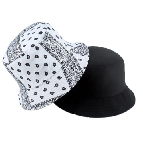 Casquettes de pêcheur et chapeaux d'été pour femmes bob imprimé blanc noir