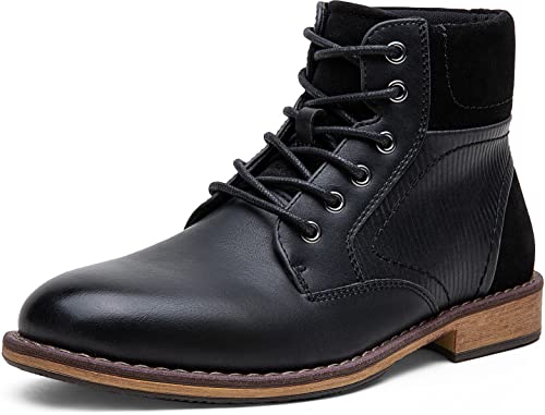 Vostey Mens Boots Fashion Splicing Suede Motorcycle Boots Men Combat Casual Dress Boots For Men (Bmy8041 Black 08) #TOP11