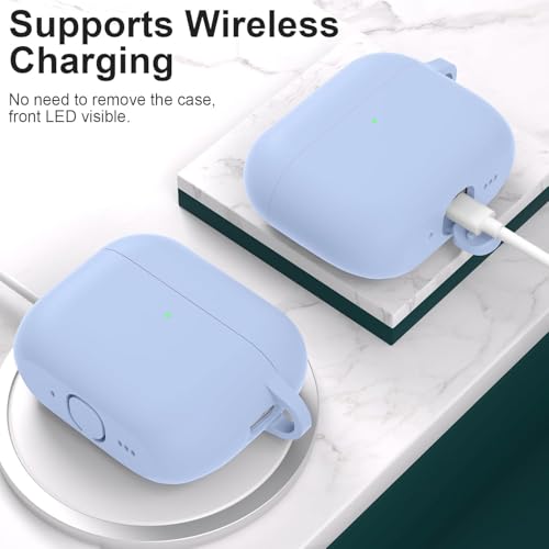 Image of New Soft Silicone Case Compatible with Apple AirPods Pro 3 Generation (2025) Protective Silicone 360 Full Protection Dust-Proof Shockproof Case Cover with Hook (Cover Only) (Sky Blue)