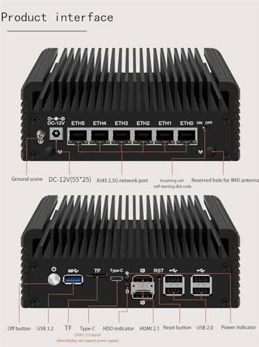 Image of Firewall Appliance Mini PC, Intel Celeron N150 Quad Core 6xIntel I226 2.5G Type-C Ethernet VPN Router PC AES-NI 2*NVMe 2*SATA3.0 Fanless DDR5 HDMI*2