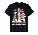 Ron Desantis America's Governor Florida US Flag T-Shirt, Men, Black, Small