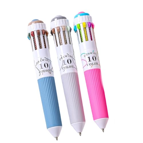 3/6Pcs Retractable Multicolored Ballpoint Pen 10-Color-in-1 Ballpoint Pen 0.8MM for Daily Journaling Note Taking Drawing Portabl
