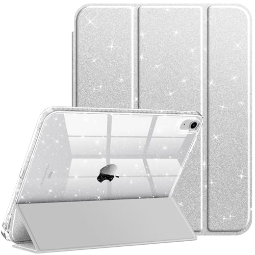 FINTIE Cover per iPad (A16) 11ª Generazione 11' (2025) / iPad 10ª Generazione 10,9' (2022) con Portapenne - Antiurto Glittering Trasparente Custodia Posteriore con Auto Sveglia/Sonno, Argento
