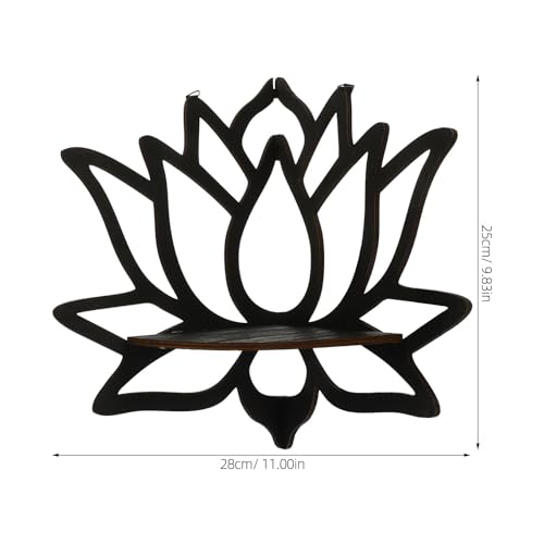 Estante flotante de esquina de madera negra ideal para decorar tu salón con plantas 3