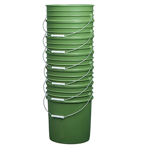 Hudson Exchange Premium 5 Gallon Bucket, HDPE, Green, 6 Pack - Thumbnail 6