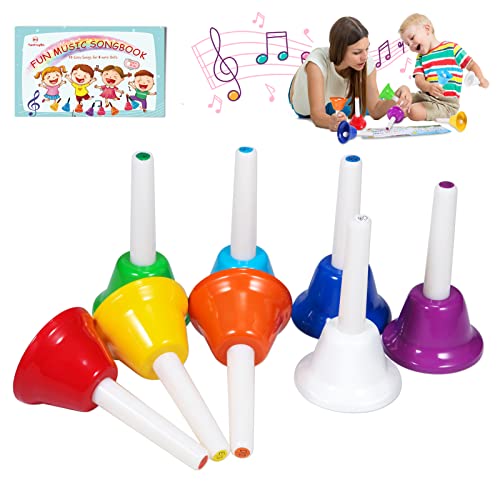 8 Töne Kinder handglocken, Kinder musikinstrumente mit 10 Liedern, geeignet für Feste, Musikunterricht, Kirchenchor, Hochzeiten, Familienfeste, Kindergeburtstag Cover